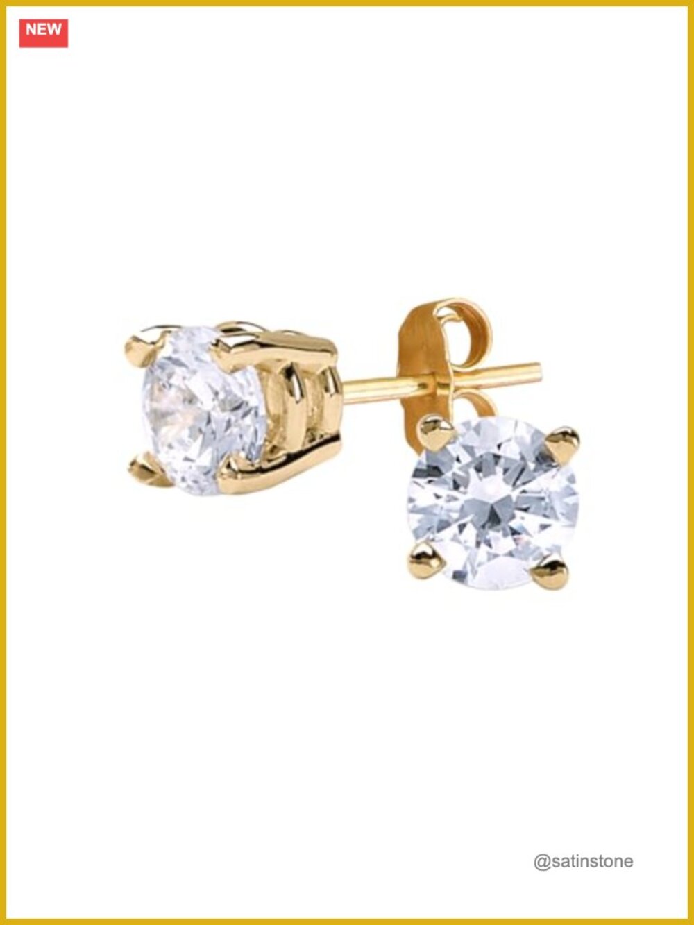 Lab Grown Diamond Stud Earrings 14K Gold 1 Carat 4-Prong Push Back